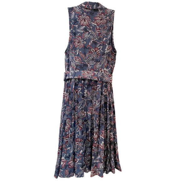 Anthropologie Maeve Calia Sleeveless Belted Shirtdress Blue White Size 0 - Picture 4 of 11